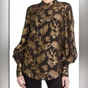 Equipment Boleyn Blouse sz Small gold black